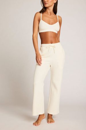 Waffle Knit Cropped Track Pant